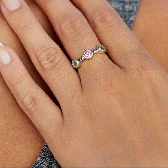 SAVVY CIE JEWELS Two-Tone Sterling
Silver Multicolor CZ - Picture 2 of 12